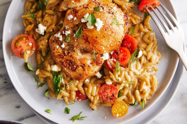 One Pot Greek Chicken and Orzo